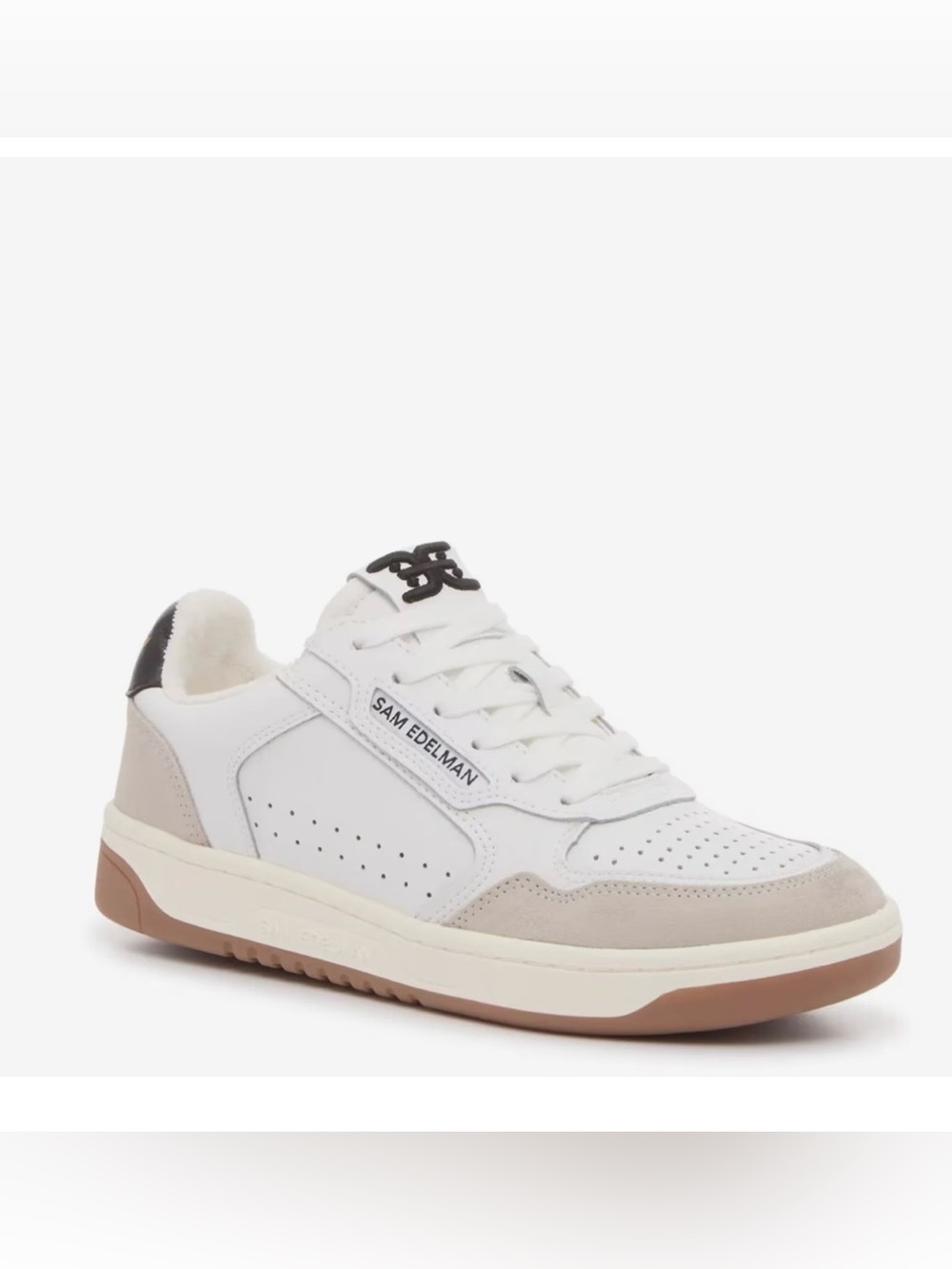 Sam Edelman White, Beige and Brown Low-Top Sneakers